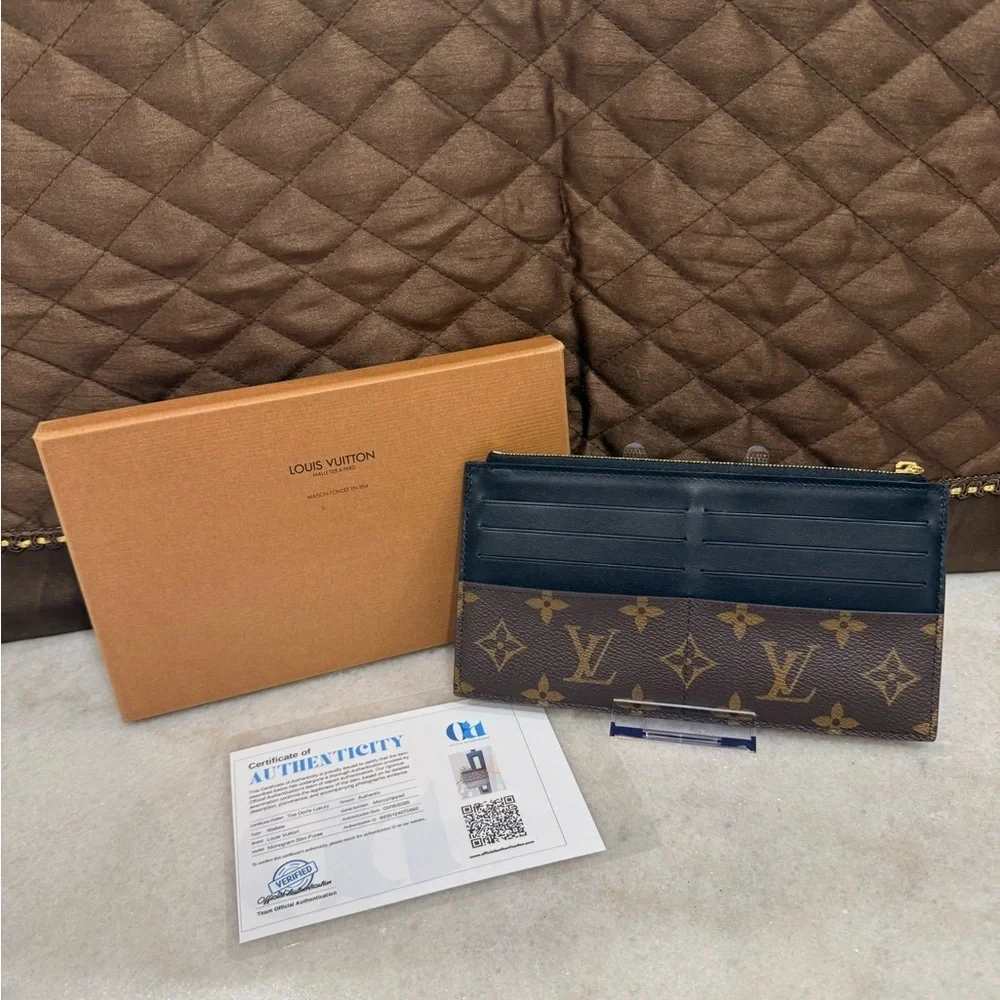 LOUIS VUITTON Monogram Slim Purse Unisex New